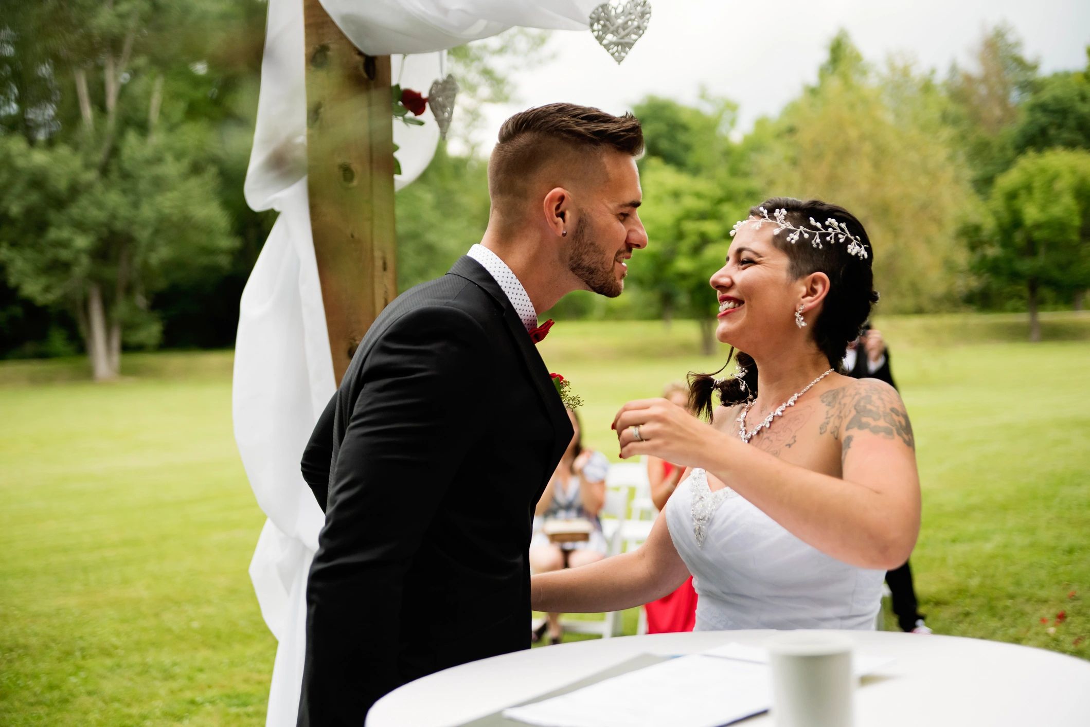 Intimate wedding ceremony for millennial couple.