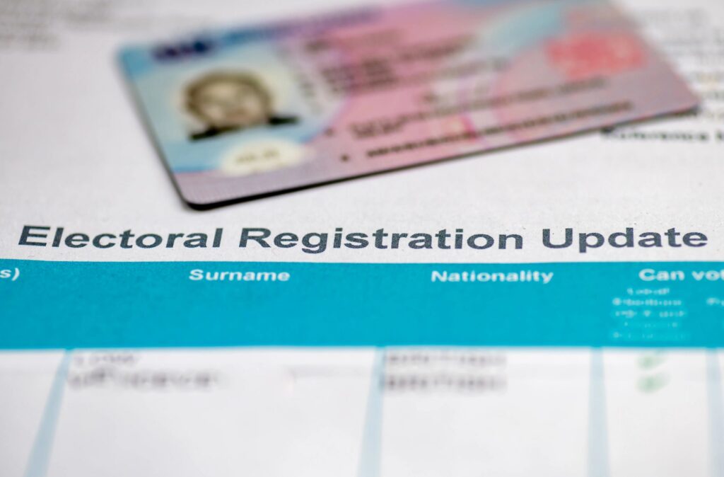 Electoral registration update with driving licence.