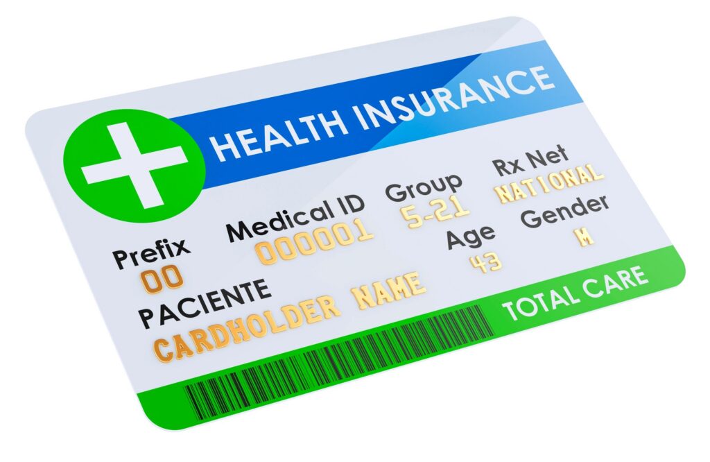 Health Insurance Card, plastic card. 3D rendering
