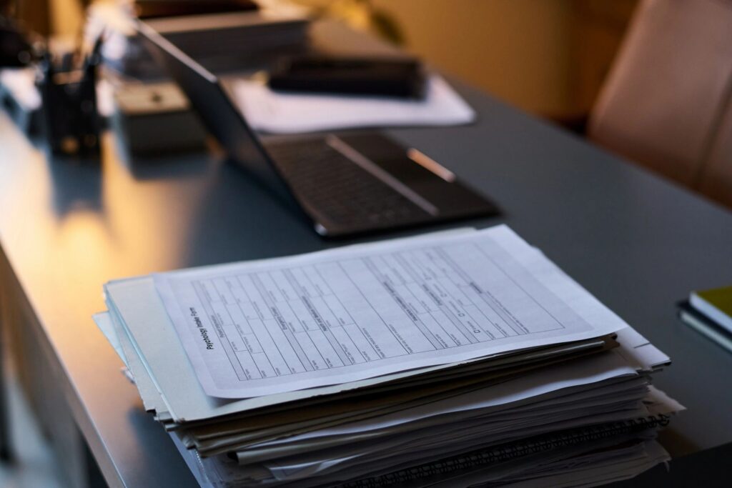 Stack of psychological paper documents