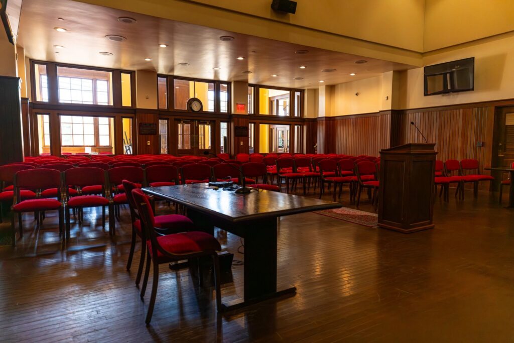 Interior Wide Shot of an Empty Courthouse in Sulphur Springs, Texas on Sunny Day